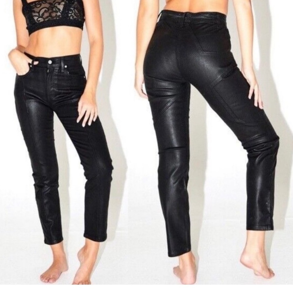 REVICE Black Faux Leather High-Rise Skinny Jeans